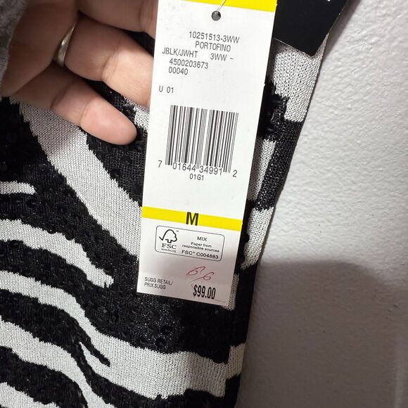 Jones New York Collection Sweater Women’s Size Zebra Print Sequin Tank NWT - Picture 5 of 6